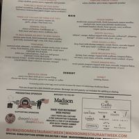 Restaurant week menu  at Tavernakaya in Madison