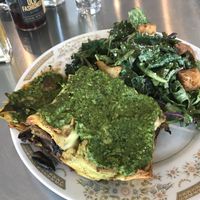 vegan lasagna w salad at Fig + Farro in Minneapolis