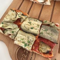 Eggplant pizza at 22.2 Pizza al Taglio in Zaragoza
