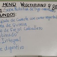 Daily menu for 8 soles at Salud Integral in Tarma