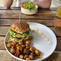 Banana Blossom Burger- sooo good   at Shady Lane in Mirissa