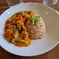 a spicy Basque dish made with sextant and wholewheat rice at Toutes Les Couleurs in Lyon