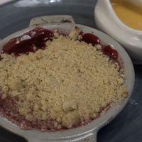 Apple, Blackcurrant and Cherry crumble with Vegan Custard  at The Green Man in Longfield