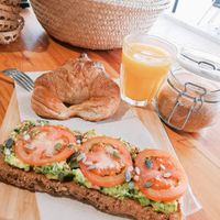 Vegan croissant breakfast with love🌿💚 at Soma Bistro in La Pineda