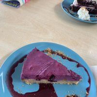 Vegan blueberry cheesecake  at Soma Bistro in La Pineda