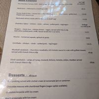 Menu as of January 2018 at The Chambers in Folkestone