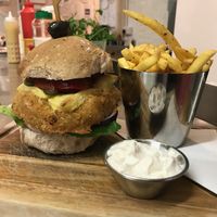 Vegan burger with vegan mayo and cheese   at The Chambers in Folkestone