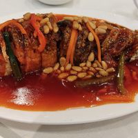 fried vegetarian fish made with bean curd sheet and laver at Three Virtues 三德食品 - North Point in Hong Kong Island