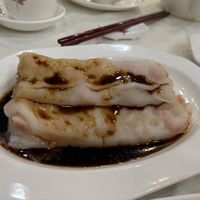 Vegetarian minced beef and noki  mushroom rice sheet rolls at Three Virtues 三德食品 - Jordan in Kowloon