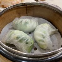Dumplings stuffed with asparagus and vegetarian shrimps at Three Virtues 三德食品 - Jordan in Kowloon