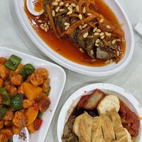 Fish 8317; mushrooms sweet sour; 8201 meat   at Three Virtues 三德食品 - Jordan in Kowloon