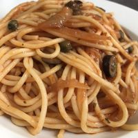 Spaguetti putanesca at Biocenter - Pintor Fortuny in Barcelona