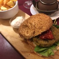 lentil curry burger  at Biocenter - Pintor Fortuny in Barcelona