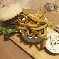 The (so good) green Pita burger!  at Biocenter - Pintor Fortuny in Barcelona