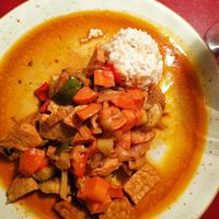 Ginger tempeh and roasted vegetables at Biocenter - Pintor Fortuny in Barcelona