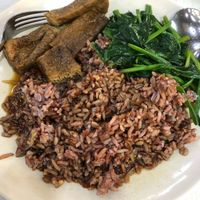 Mixed veg with brown rice $4.50 at Just Green - Tampines Giant Food Stall in East Singapore