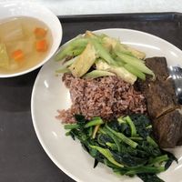 Brown rice 3 sides plus free soup  at Just Green - Tampines Giant Food Stall in East Singapore