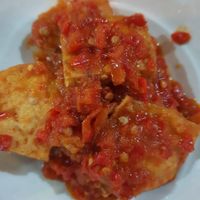 Tofu with tomato and chill sauce at Sumatra Restaurant in Phnom Penh