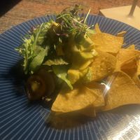 Chickpea Tahini Tartare with avocado and tortilla chips  at Ike's Bistro in Oranjestad