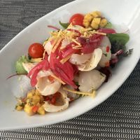 Lychee ceviche  at Ike's Bistro in Oranjestad