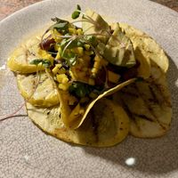 Vegan stuffed corn chips and avocado   at Ike's Bistro in Oranjestad