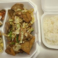 Jackfruit bulgogi, kimchee, bean sprout salad and rice at Dae Bak ChopHouse in Clarksville