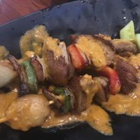 Vegetable satay skewers with mock meat at Ty-8 in Margate