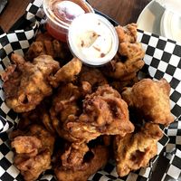 Cauliflower wings with chili sauce and vegan ranch.  at Chattanooga Pizza Co in Chattanooga