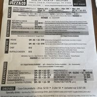 Regular menu page 2  at Chattanooga Pizza Co in Chattanooga