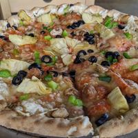 Vegan mediterranean pizza at Chattanooga Pizza Co in Chattanooga