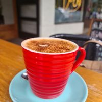 Oat milk cappuccino at BT Dubs Cafe in Warburton