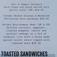 Menu at BT Dubs Cafe in Warburton
