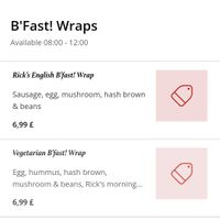 Menu example at Rick's Diner in Oxford