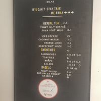 Menu at No. 43 in Valletta
