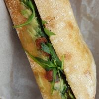 Ciabatta with black olive pate, sun dried tomatoes and avocado at Vesuvius Cafe in Maidstone