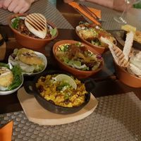 A spread of the veggie tapas! at Bar Restaurant Chillers in Moraira