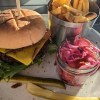 Ooumph! Vegan Smash Burger with Fries at O'Learys in Kristianstad