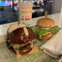 pub chz burger, chkn bacon ranch burger, pumpkin shake  at Next Level Burger - Brooklyn in Brooklyn