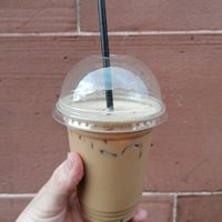 Oat iced latte at cafezique in Glasgow