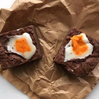 Vegan Creme Egg Brownies - AMAZING! at Meadow Road Coffee in Glasgow