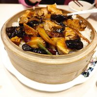 Steamed rice with mushroom toppings at Sino Vegetarian Restaurant 大中華素食 in Kowloon