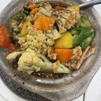 Vegetables with rolled tofu   at Sino Vegetarian Restaurant 大中華素食 in Kowloon