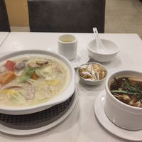 Hot Pot left, Snake Meat Soup in the right at Sino Vegetarian Restaurant 大中華素食 in Kowloon