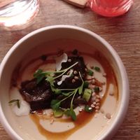 Menu vegan de la St Valentin - flan de soja et aubergines at Marclee in Paris