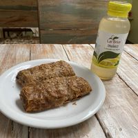 Vegan empanadas and lemonade   at Pantagonia in El Calafate