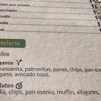 Menu vegan options at Pantagonia in El Calafate