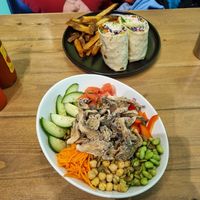 Super bowl with mushroom calamaries at Bravocados in Tofino