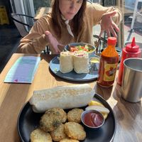 Brekky Burrito and rainbow wrap  at Bravocados in Tofino