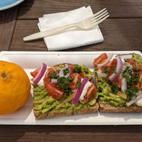 Triple threat with avocado, black bean hummus, and vegan ricotta. at Copeka Coffee in Grand Junction