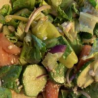 Greek salad - we forgot to ask for no feta so we took the most out of it.   at Peño Mediterranean Grill in Myrtle Beach